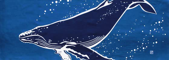 染の安坊 Anbo Tenugui Hand Towel, Whale, 100% Cotton, Made in Japan, 35cm×100cm