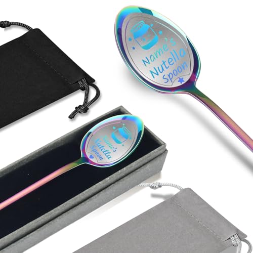 Löffel Personalisierter für Nutella-4 Farben, 12 verbesserte Designs, personalisiertes Geschenk für Vater, Mutter, Opa, Oma, Geburtstagsgeschenk...