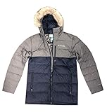 Columbia Men's Northridge Lodge 700 Fill Down Hooded Omni Heat Winter Puffer Jacket Coat (XL, Grey/Navy)