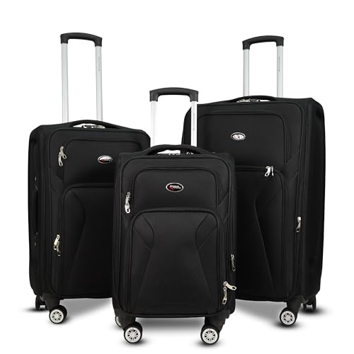 Image of Bite 3-Piece Softside Trolley Luggage Set | Telescopic Handle | 360 Spinner Wheels, Telescopic Handle, Front Pockets, Twill Fabric, Travel Bag, 5 Years Warranty