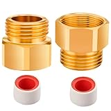 Jingzan 2 PACK Hose Bib Adapter, 1-1/16' Brass Fine Thread Female x 3/4 GHT Male Faucet Fitting Compatible with Arrowhead Hose Bibs & Vacuum Breaker Adapter