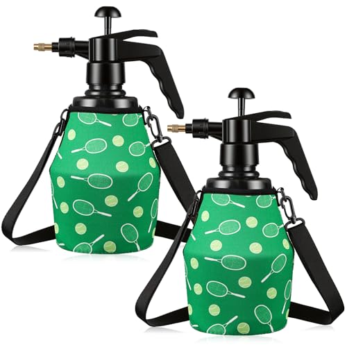 Image of Hushee 1.5 Liter Water Mister for Sports Personal Water Pump with Full Neoprene Jacket and Built in Carrying Strap, Manual Sprayer Lawn Pressure Pump Sprayer for Cooling Gym Garden (Tennis,2 Pcs)