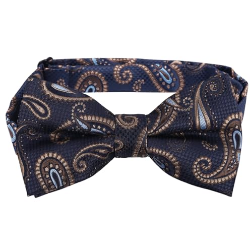 Image of Alizeal Mens 4pcs Vintage Paisley Bow Tie Set | Pre-tied Pocket Square Cufflinks Boutonniere for Wedding Everyday Use