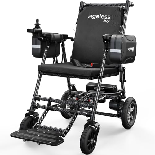 Image of Electric Wheelchair for Adults & Seniors, Carbon Fiber,12AH Li-ion Battery | Ultra Lightweight, 15 Miles Range, Foldable, Dual Brushless Motors, 300 lbs Capacity, Airline Approved