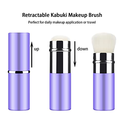 Falliny Retractable Makeup Brush, Travel Kabuki Face Blush Brush, Portable Powder Brush With Cover For Blush, Bronzer, Buffing, Flawless Powder Cosmetics #TOP1