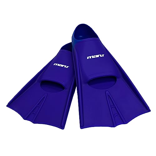 Maru Training Fins Purple/Blue UK 3/5 (EU 36/38) Short Silicone Swimming Fins for Adults & Juniors Swimming Flippers for Strength & Speed Comfortable Durable & Trusted by Coaches