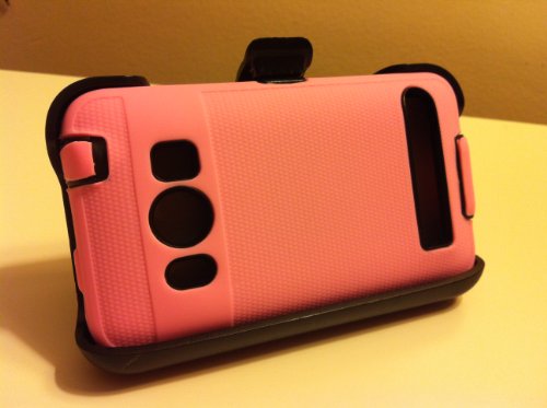 New Htc 4G Defender Series Case With Protective Screen And Kick Stand And Belt Clip - Pink & Black #TOP1