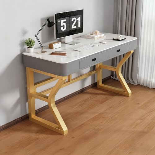 NOBBAT パソコンデスク ゲーミングデスク 勉強机 幅100/120/140/160/180cm 1〜2人用 耐荷重300kg 9mm厚の岩板天板 ダブル引き出しデザイン 作業テーブル 人間工学 省スペース 傷に強く 耐湿性があり お手入れが簡単 在宅