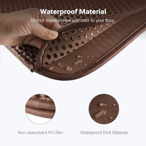 Image of Cat Litter Mat 12x12 Inch - Double Layer Open Edge Design, Waterproof & Urine Proof, EVA Material, Durable and Washable Litter Trapping Mat (Brown)