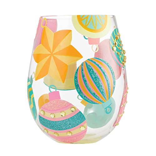 Enesco Designs By Lolita Holiday Eye Candy Hand-Painted Artisan Stemless Wine Glass, 20 Ounce, Multicolor #TOP2