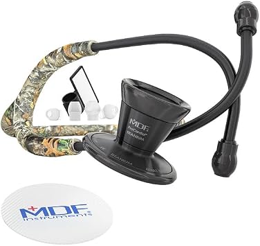 MDF Instruments Realtree Edge ProCardial Cardiology Stethoscope, Lightweight Titanium, Adult, Dual Head, Realtree Edge Tube, Titanium Black Chestpiece-Headset, MDF797TRTEBO