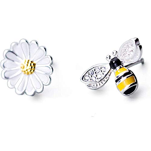 Boucles d'oreilles abeille marguerite argent sterling adolescentes femmes