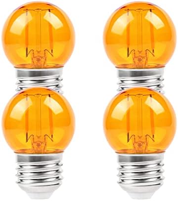 KINUR G40 Small dim Amber LED Edison 2000K 2 watt-15 watt Equivalent, E26 Base Low watt Soft Warm Light Bulbs for Healthy Sleep and Baby Nursery Light 4 Pack