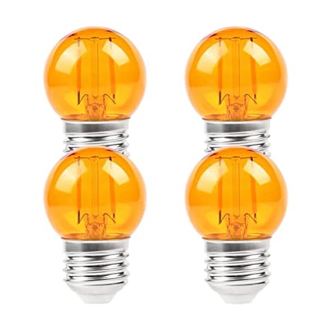 KINUR G40 Small dim Amber LED Edison 2000K 2 watt-15 watt Equivalent, E26 Base Low watt Soft Warm Light Bulbs for Healthy Sleep and Baby Nursery Light 4 Pack Cover