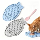 3 Stück Schleckmatte Set, Schleckmatte Katze Und Hund Mit Fisch Design Und Schaber, Weiches Silikon Langsamfress-Matte, Spülmaschinenfest