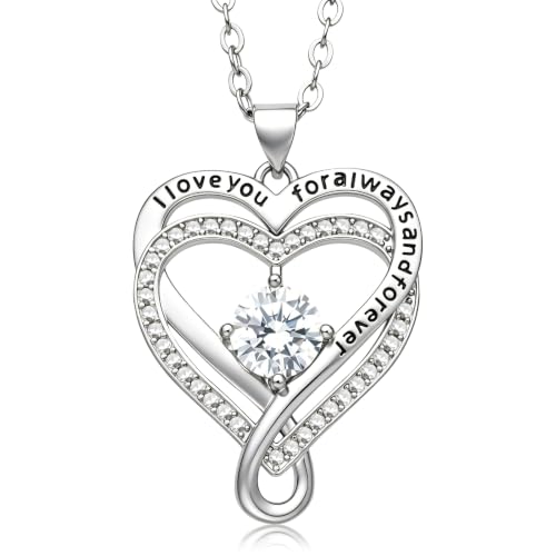 Caelishel Dainty 14K Gold Plated Double Heart Necklace, Engraved Cubic Zirconia Adjustable Choker, Hypoallergenic Minimalist Necklace(Silver)