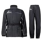 Zorax Waterproof Windproof Motorbike Motorcycle Two-piece Rain Suit Rain Coat Rain Jacket Rain Trousers Rain Pants Rainwear Black L