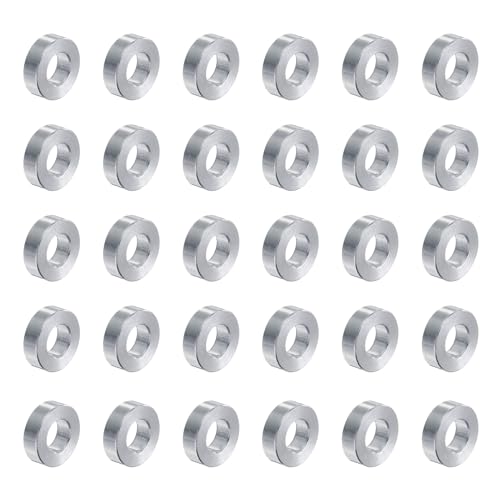 uxcell 30pcs Aluminum Spacer 5mm Bore x 10mm OD x 3mm Length Screw Standoff Bushing Plain Finish Round Metal Spacer for M5 Screws Bolts and Rods