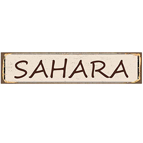Sahara Street Sign Aluminum Metal Plaque Rustic Tin Sign Retro Wall Decor 4x16 in / 10x40 cm