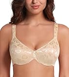 HACI Women's Minimizer Bra Full Figure Non Padded Plus Size Underwire Everyday Support(Beige,36C)