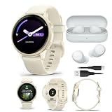Garmin vivoactive 6 GPS Smartwatch (Lunar Gold/Bone) with Wireless Earbuds Bundle (2 Items)