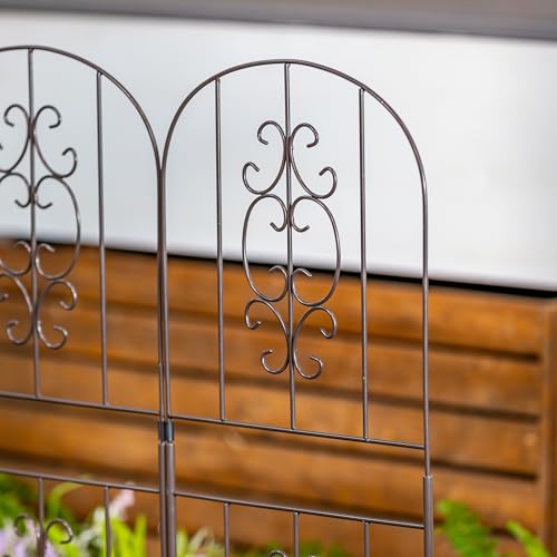 Evergreen Montebello Metal Garden Fence Edging 28" Above Ground, 8 ft Long | No Dig Landscape Edging for Garden, Flower Bed, Yard | Animal Barrier Decorative Fencing for Dogs, Rabbits by Evergreen Garden - Used condition - Image 7