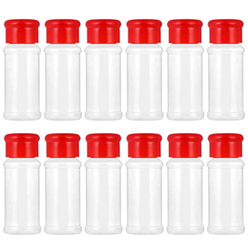 Bestonzon Plastic Spice Jar 12Pcs Salt Pepper Shakers Seasoning Jar Barbecue Condiment Jar Bottles Cruet Container,Perfect For Storing Spice, Herbs And Powders(Red) #TOP13