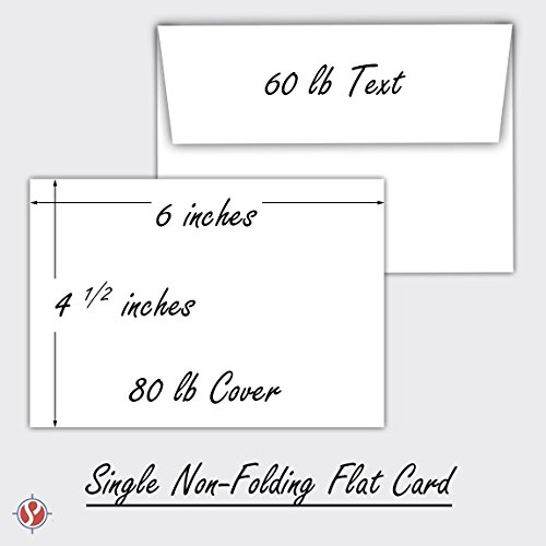 Heavyweight Blank White Flat Cards And Envelopes - Great For Announcements, Invitation, Thank You, Greeting, Printing Holiday Cards | 4 1/2” X 6” Inches - A6 | 50 Sets Per Pack | Not A Fold Over Card #TOP4