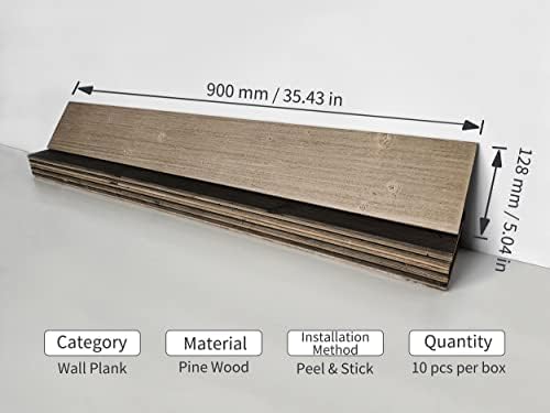 Miniatura 2 de COLAMO 10 tablones de madera de pino real de mezcla gris, para pegar en paneles de madera para pared, tablones de pared autoadhesivos para sala de