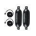 Norestar 5.5 Inch by 20 Inch Ribbed Boat Fenders Two Pack with Two Fender Lines, Black