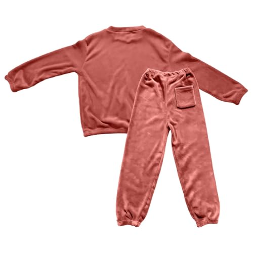 XINGJIAARTS Warm Pajamas For Women Set Fleece Plus Size Loungewear 2 Piece Winter Pullover Sleepwear Soft Flannel Lounge Sets Brick Red XX-Large (xx_l) - image 3
