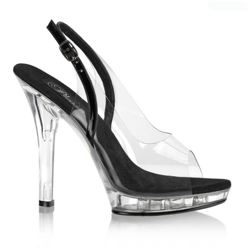 Sandales en Cristal Transparent à Talons Fins 13CM Chaussures de Spectacle Pointure 40 Blanc