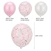 Konsait 50 Pieces 12 Inches Latex Balloons Confetti Balloons Pink and White Balloons Helium Balloons Party Supplies for Wedding Birthday Girl Baby Shower Party Decoration