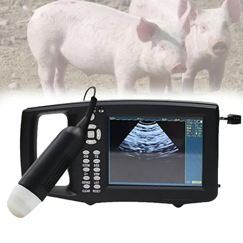 Zowdrix EcóGrafo Veterinario, MáQuina De Ultrasonidos PortáTil para GestacióN, con Sonda De 3,5/6,5 MHz para Gestaciones De Cerdas Y Ovejas A