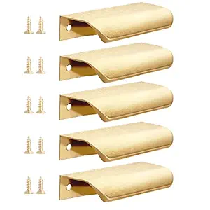 Malimali 5 Pack Gold Finger Edge Pulls for Cabinets 3.15