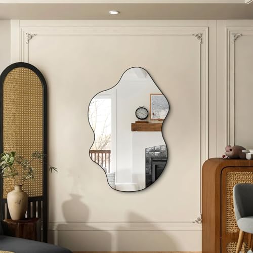 DAOYIJIAJU Irregular Wall Mirror, 31.5"x23.6" Asymmetrical Vanity Mirrors for Bathroom,