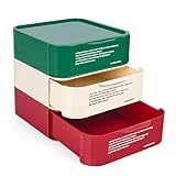 Vibrant Color Design - Featuring 3 colorful storage boxes in red, beige, and green, this set adds trendy colors and beauty worth posting on Instagram to your desk, dressing table, or any room, combining functionality with modern home decor Safe Stack...