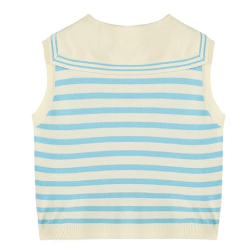 Girls Striped Knit Sleeveless Top V-Neck Summer T-Shirt Fit High Stretch 5T-13Y3