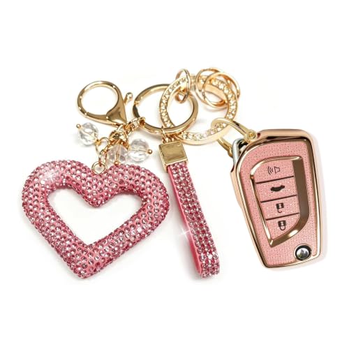 Funda para llavero Toyota con corazón brillante para organizar tus llaves con estilo
