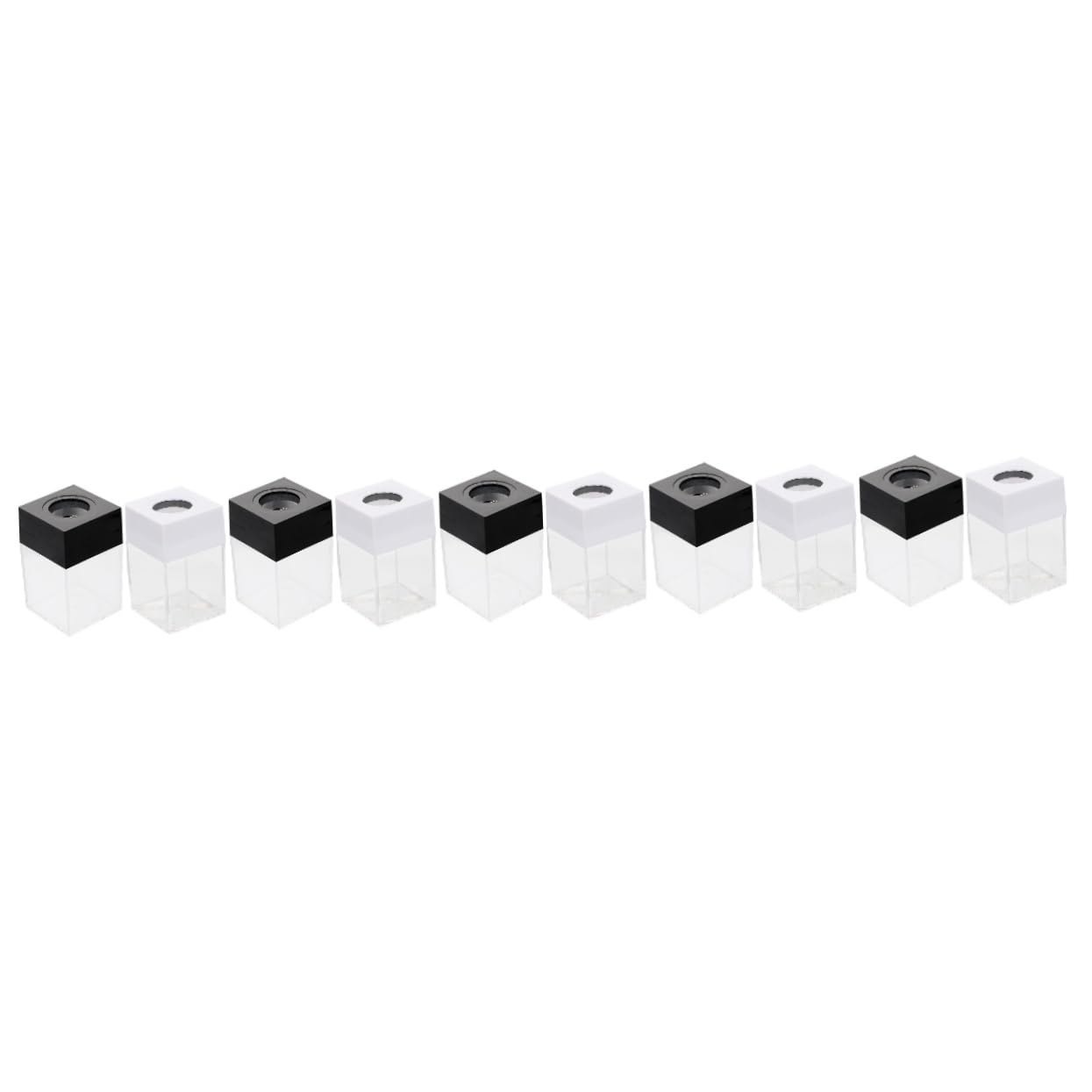 SHINEOFI 10 Pièces seau à épingles boite rangement boite de rangement conteneurs de bureau porte-clip carré conteneur de clips porte-trombones transparent magnétique agrafe support aimant