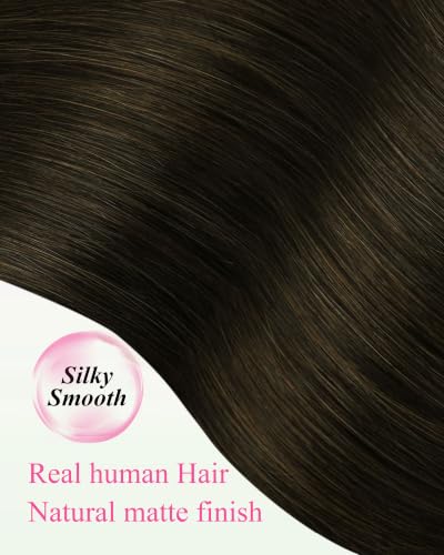 Image of YoungSee Dark Brown Tape in Extensions Ash Brown Invisible Tape in Hair Extensions Human Hair Can be Heat-Styled Tape ins Human Hair Extension for First-time Users 50g 16 Inch 20pcs