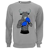 Generic Boxing Bull Blue Boxing Gloves Defensive Stance Unisex Pullover Large