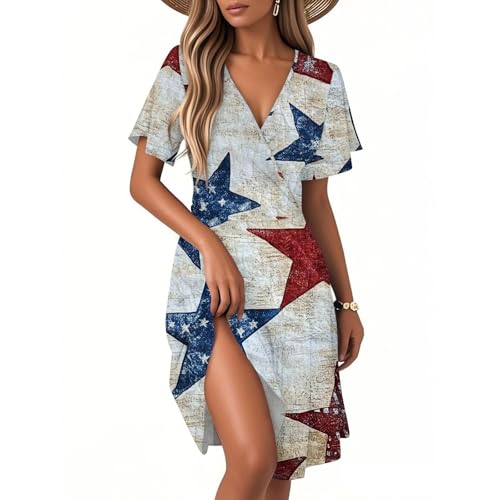 July 4th Dresses Lounge Graphic Casual Short Sleeve Maternity Fashion Festival O Neck Fourth of July Outfits Vestidos De Verano para Mujer 2025 Silver