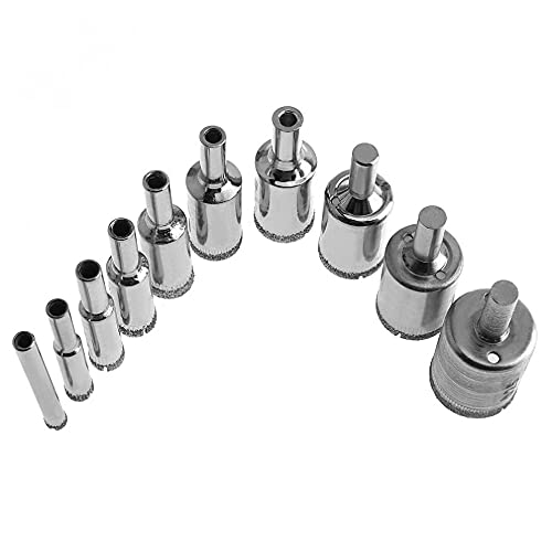 Juego de 10 brocas con recubrimiento de diamante para vidrio y cerámica miniatura 1