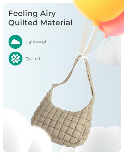 Image of BAGSMART Quilted Crossbody Bags for Women, Travel Purses Hobo Shoulder Bag | Fits 12.9 inch iPad, Long Adjustable Strap, Puffer Purses for Commute Daily Use Travel Essentials, Inner Pockets, Water-resistant