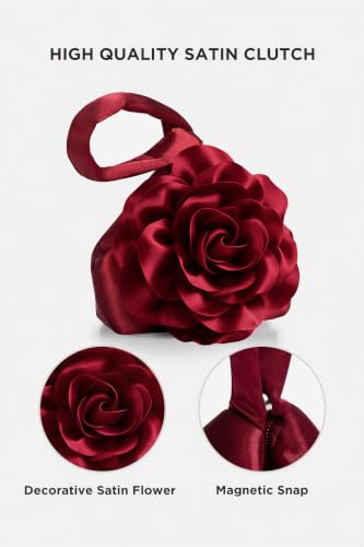 Image of BABEYOND Women's Flower Satin Evening Bags Triangle Clutch Purses