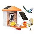HARYMOR Bird Feeder with Camera with AI Identify Birds Species Solar Powered, Smart Bird House with Cam, 2K HD Video Live Stream, Instant Arrival Alerts - Orange