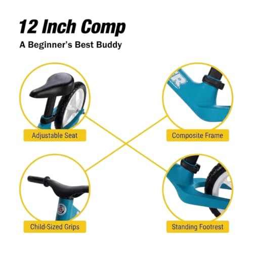 Image of Strider 12 Comp Bike- No Pedal Balance Bicycle for Kids 1 to 3 Years -Easy Assembly, Tool-Free Adjustments