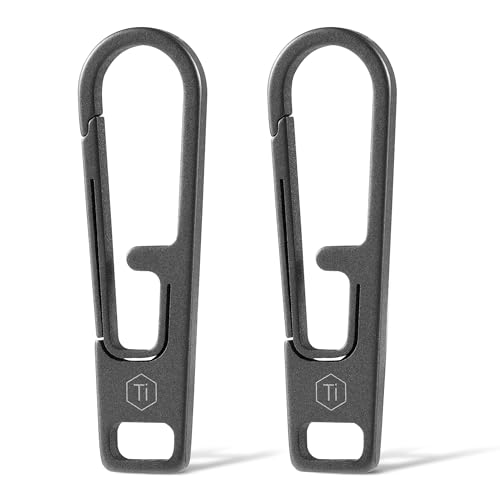 KeyUnity KA54 Titanium Zipper Pull Replacement – Heavy-Duty Zipper Pulls for Backpacks, Luggage, Jackets, and Handbags – Rust-Resistant, Universal Fit, Quick Repair Kit (2 Pack) (Grey)