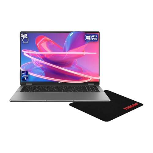 Image of ASUS Vivobook 16 Flip Copilot+ Laptop, Intel Ultra 7-258V, 32 GB LPDDR5X RAM, 1 TB PCIe SSD, 16 inch WQXGA+ (2880x1800) Touchscreen, Intel Arc Graphics, Backlit Keyboard, W11 Pro, Gray + Traix Mousepad
